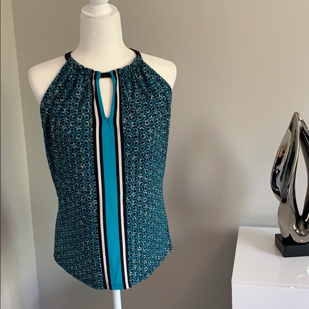 Michael Kors turquoise and black halter top